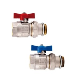 К-кт кранове с холендър 1" Син/Червен за колектори